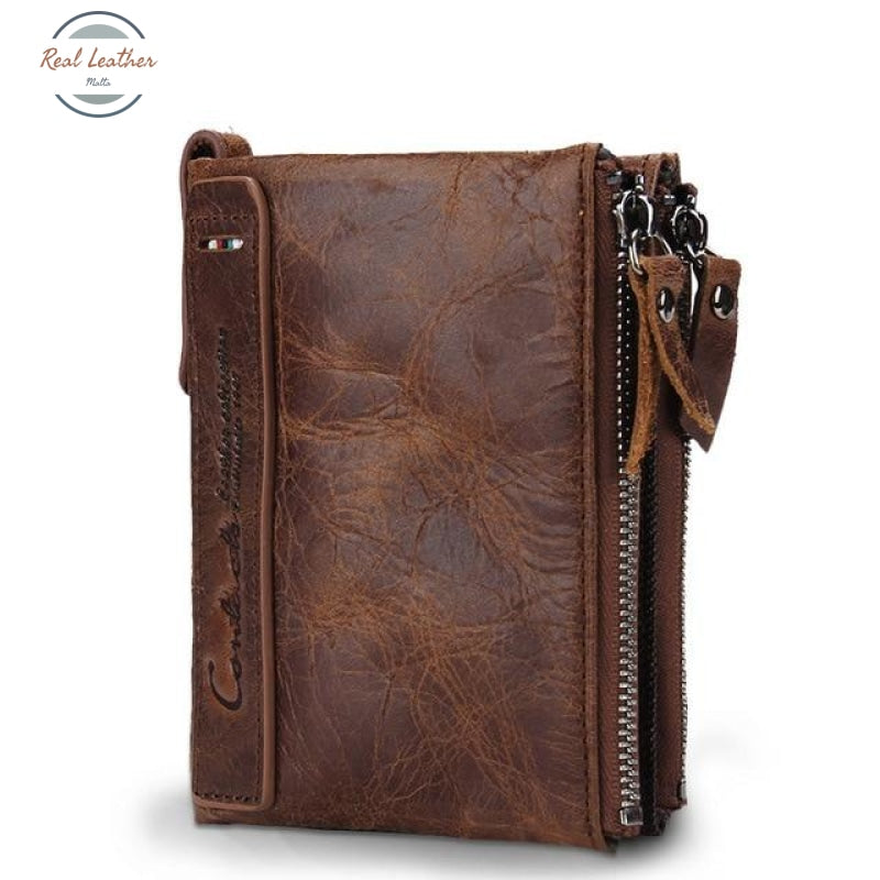 Crazy Horse Cowhide Leather Wallet Brown / China Wallets