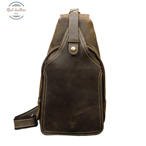 Crazy Horse Leather Chest Bag Small Genuine Travel Vintage Cow Crossbody Cowhide Sling
