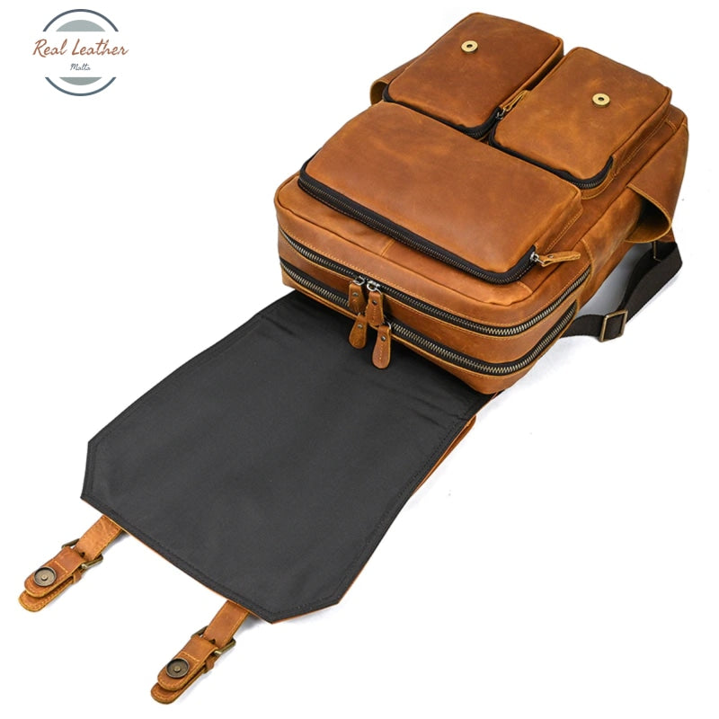 Crazy Horse Leather Daypack Backpack Backpacks