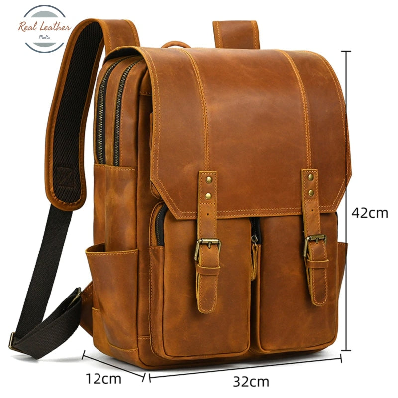 Crazy Horse Leather Daypack Backpack Backpacks