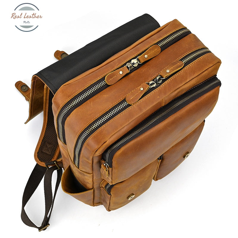 Crazy Horse Leather Daypack Backpack Backpacks