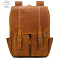 Crazy Horse Leather Daypack Backpack Light Brown Backpacks