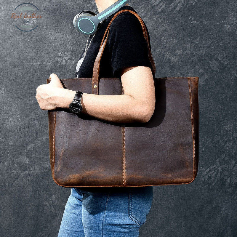 Crazy Horse Leather Large-Capacity Shoulder Bag