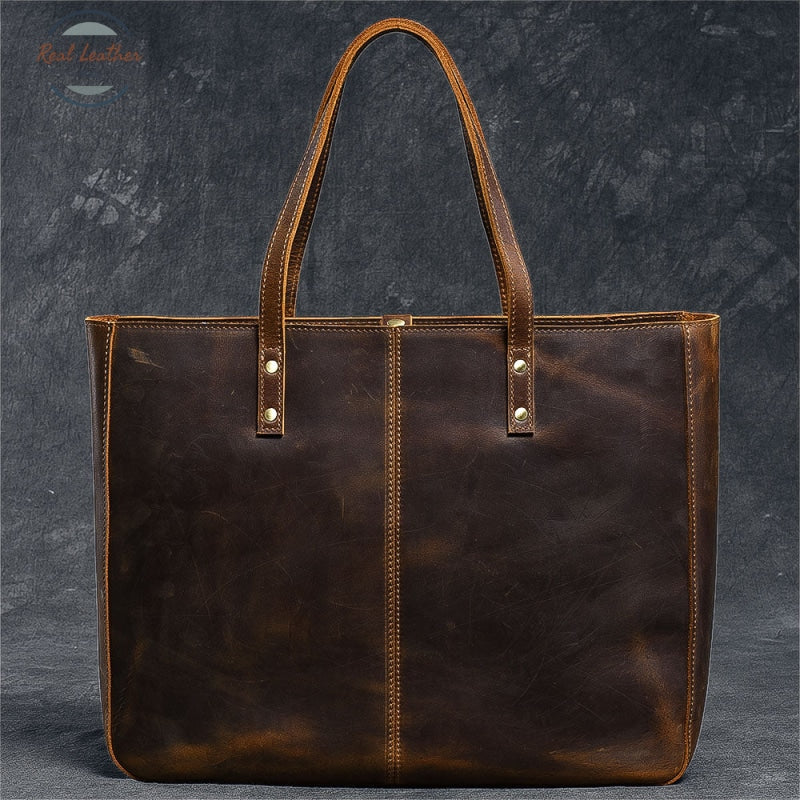 Crazy Horse Leather Large-Capacity Shoulder Bag