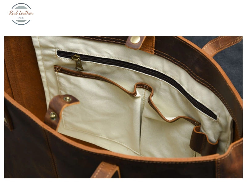 Crazy Horse Leather Large-Capacity Shoulder Bag