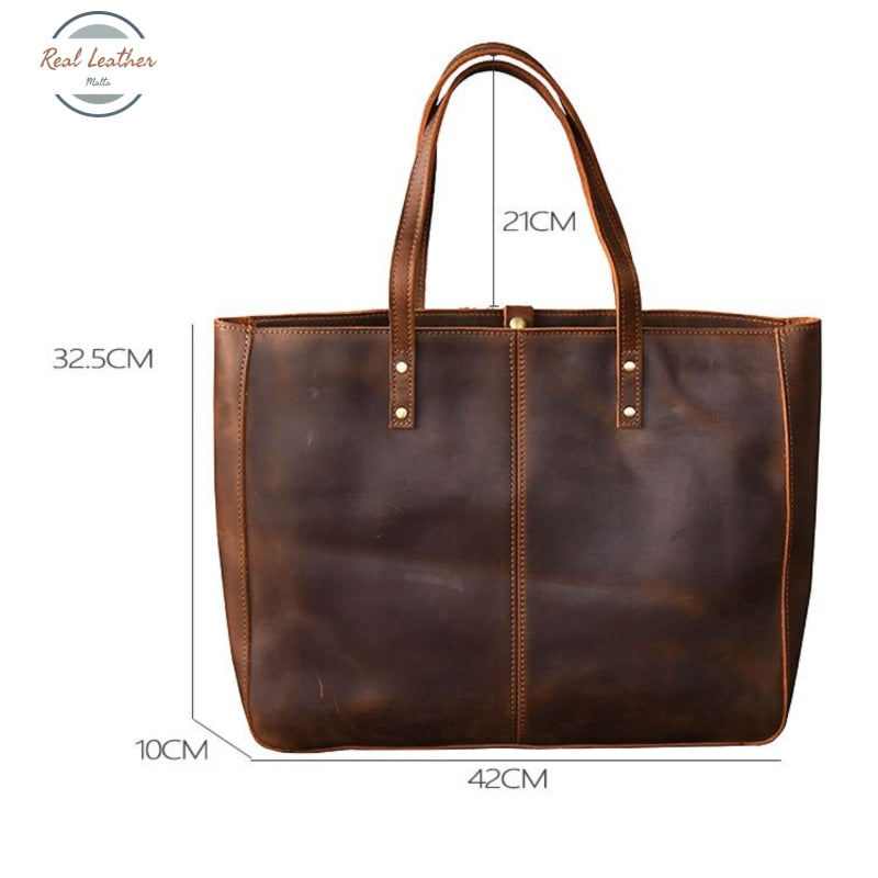 Crazy Horse Leather Large-Capacity Shoulder Bag