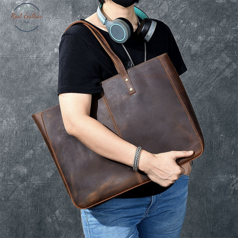 Crazy Horse Leather Large-Capacity Shoulder Bag
