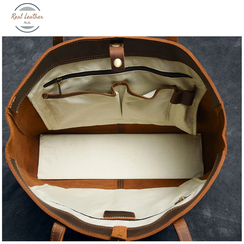 Crazy Horse Leather Large-Capacity Shoulder Bag