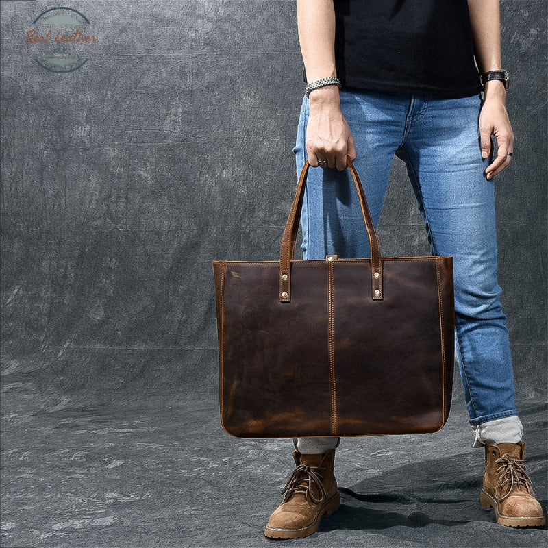Crazy Horse Leather Large-Capacity Shoulder Bag