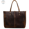 Crazy Horse Leather Large-Capacity Shoulder Bag Brown
