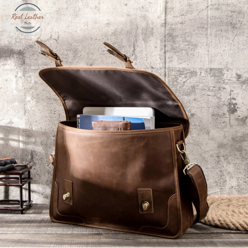 Crazy Horse Leather Men Briefcase / Laptop Bag
