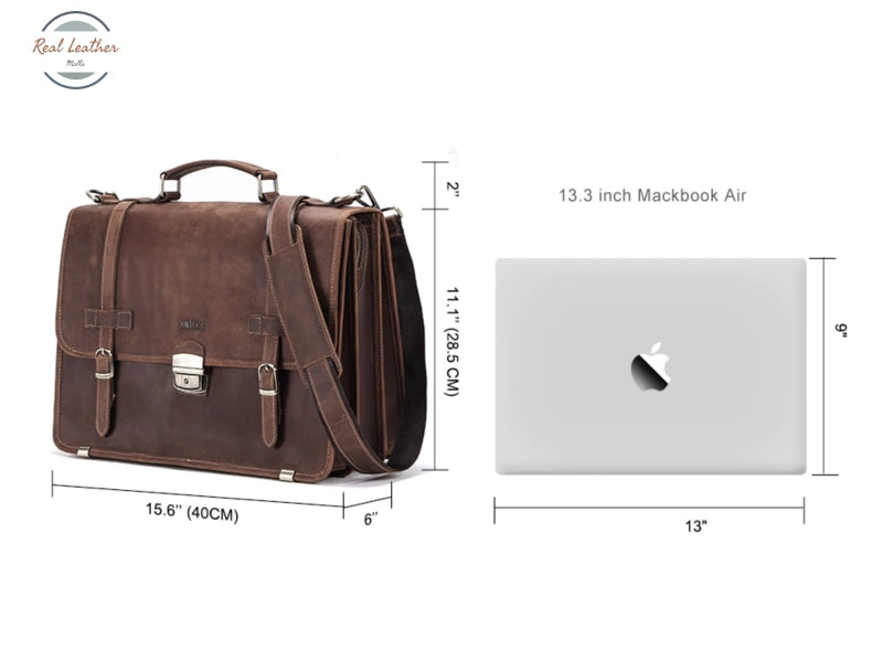 Crazy Horse Leather Men Business Briefcase