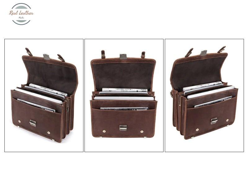 Crazy Horse Leather Men Business Briefcase