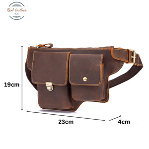 Crazy Horse Leather Mens Casual Fanny Pack