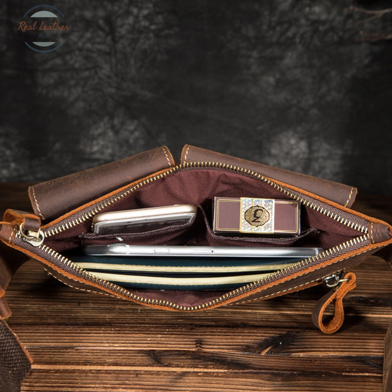 Crazy Horse Leather Mens Casual Fanny Pack