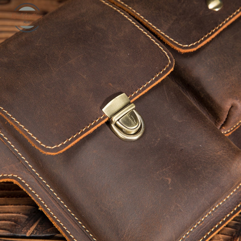 Crazy Horse Leather Mens Casual Fanny Pack