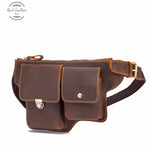 Crazy Horse Leather Mens Casual Fanny Pack Brown