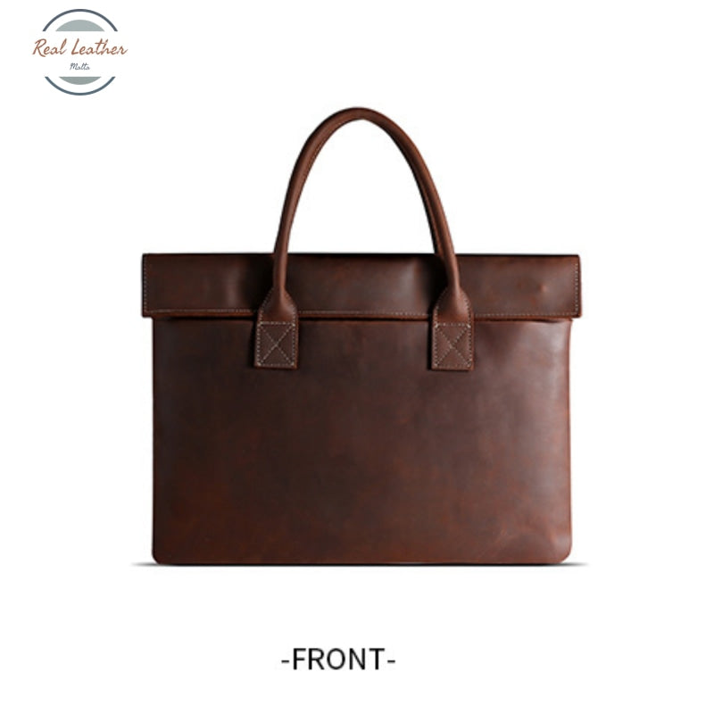 Crazy Horse Leather Slim 16 Laptop Bag For Men