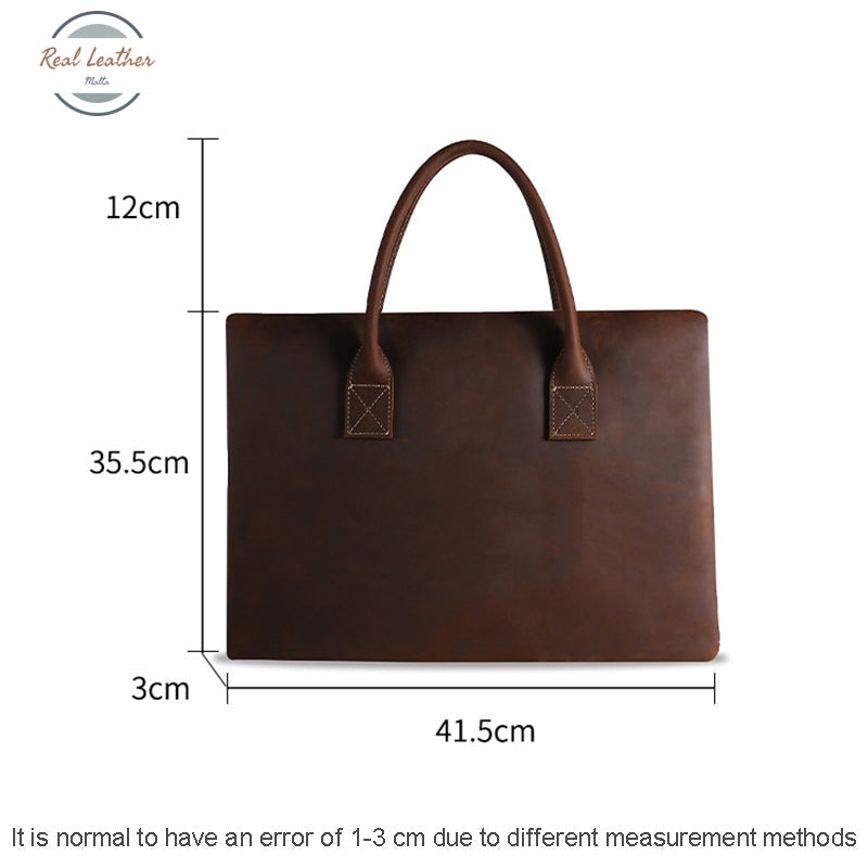 Crazy Horse Leather Slim 16 Laptop Bag For Men