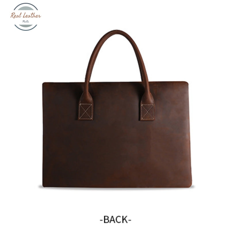 Crazy Horse Leather Slim 16 Laptop Bag For Men