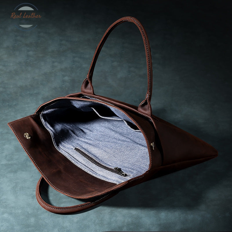 Crazy Horse Leather Slim 16 Laptop Bag For Men