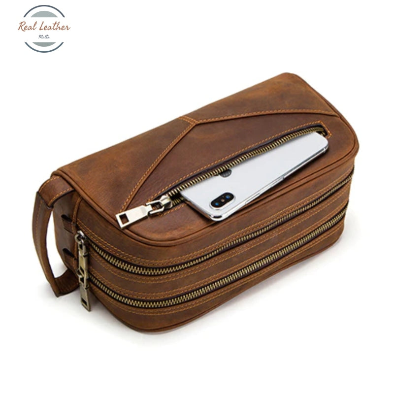 Crazy Horse Leather Travel Toiletry Bag Bags