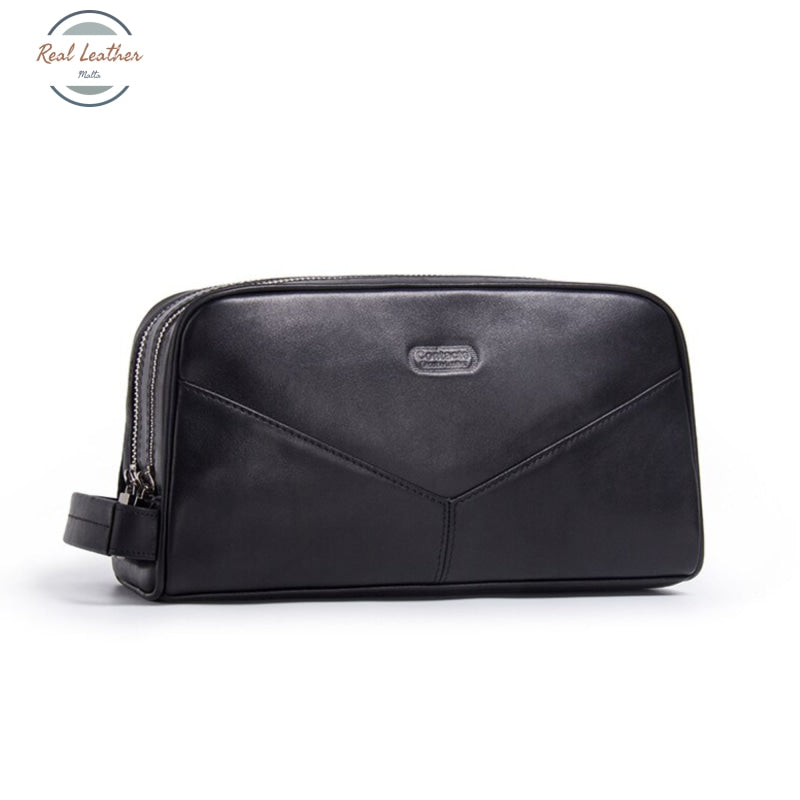 Crazy Horse Leather Travel Toiletry Bag Black Bags