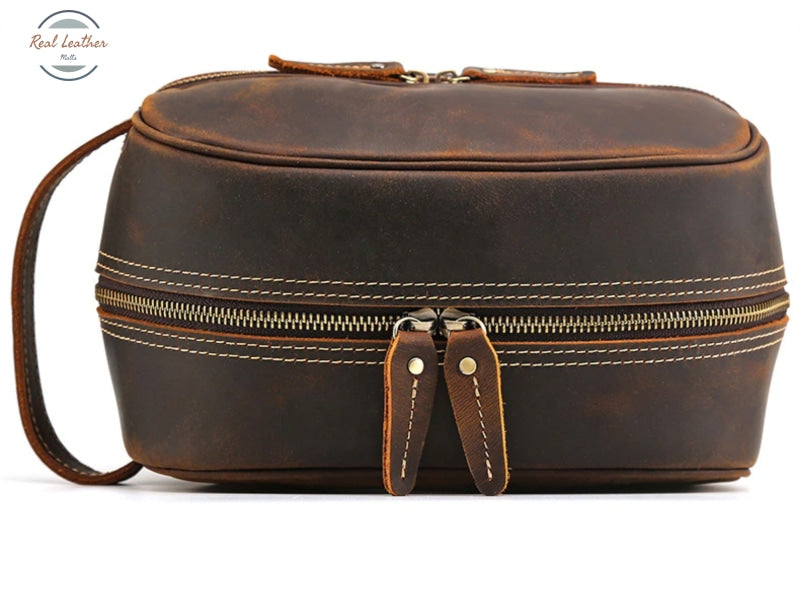 Crazy Horse Leather Travel Toiletry Bag