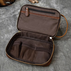 Crazy Horse Leather Travel Toiletry Bag