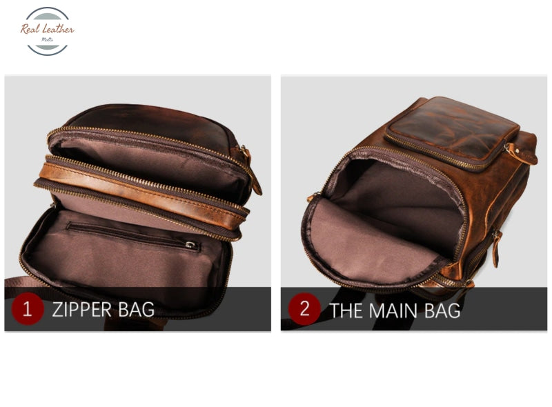 Crazy Horse Leather Vintage Sling Chest Bag