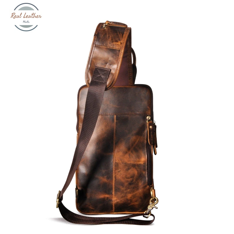 Crazy Horse Leather Vintage Sling Chest Bag