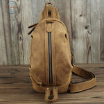 Crazy Horse Vintage Leather Crossbody Bag Light Brown