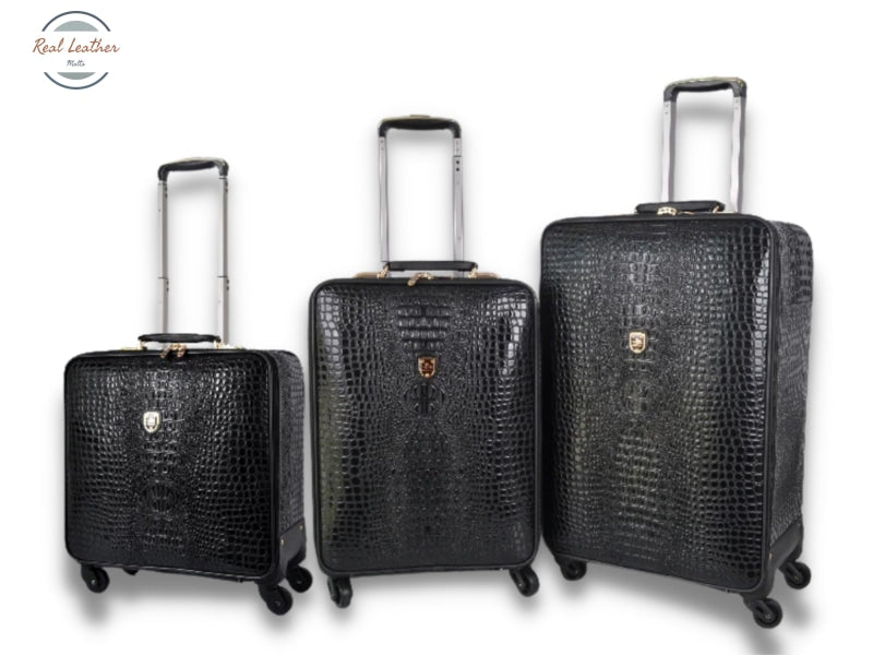 Crocodile Pattern Leather Travel Suitcase Suitcases