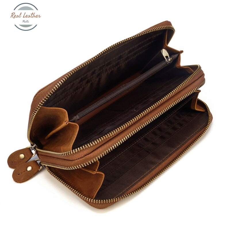 Double Zipper Long Wallet