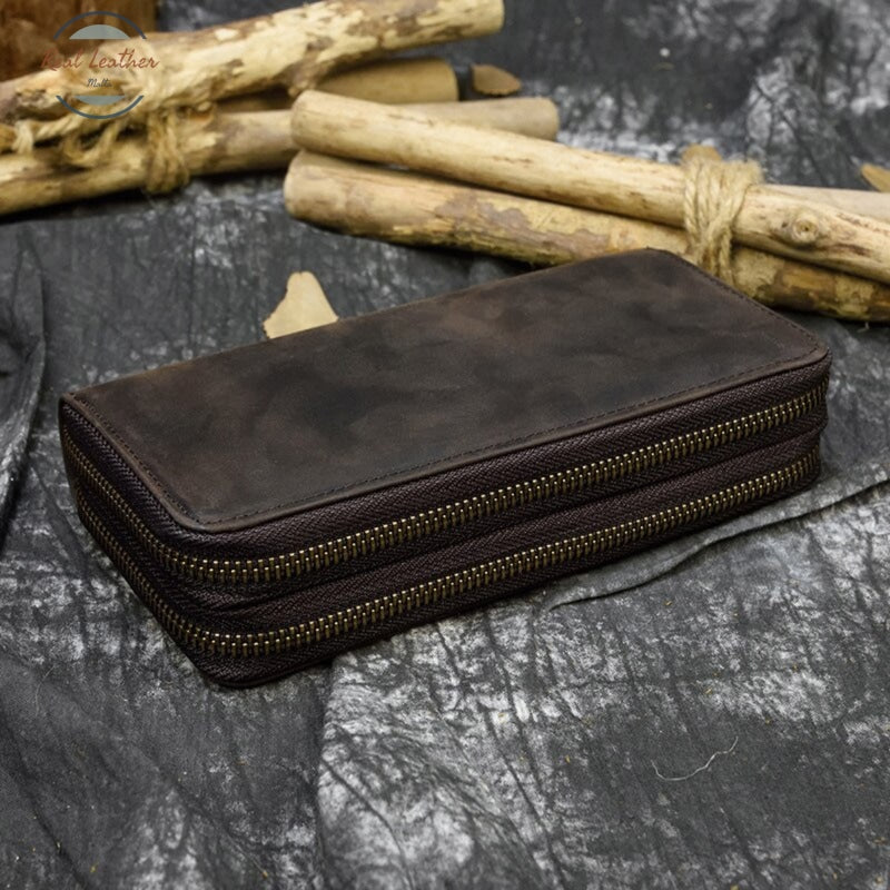 Double Zipper Long Wallet Coffee