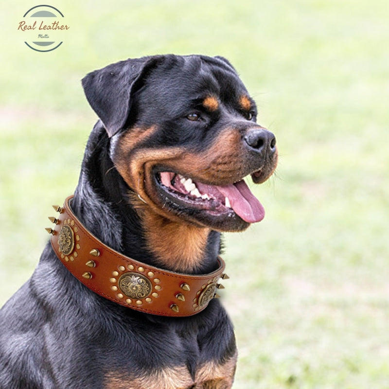 Durable Leather Dog Adjustable Collar