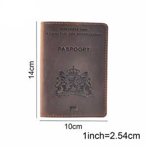 Dutch - Genuine Leather Passport Cover Brown