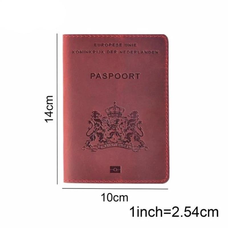 Dutch - Genuine Leather Passport Cover Red