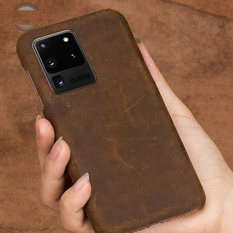 Echt Pull-Up Leer Telefoon Geval Voor Samsung Galaxy S20 Ultra Fe S9 S8 S10 Plus Note 20 10 9 M21