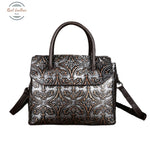 Embossed Genuine Leather Handbag