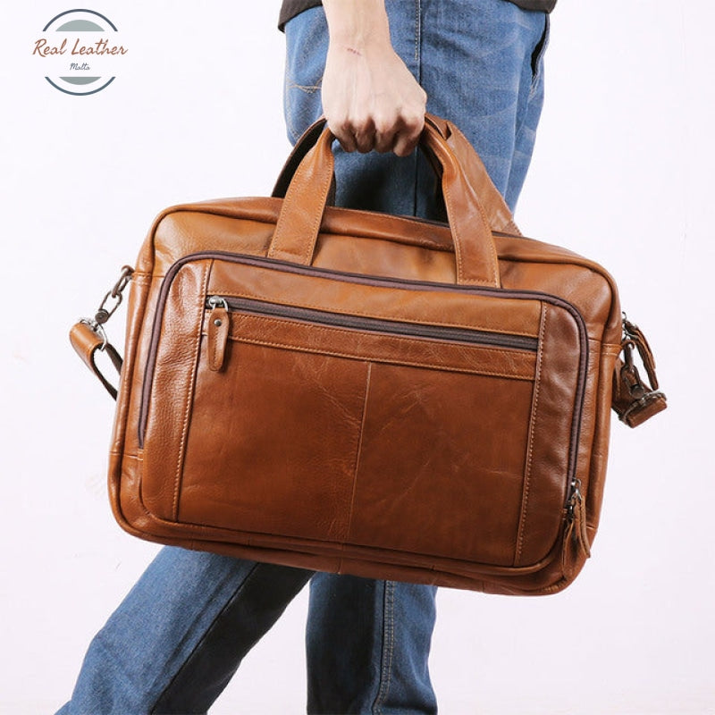 Full Grain Leather 15 Inches Travel Briefcase Briefcases