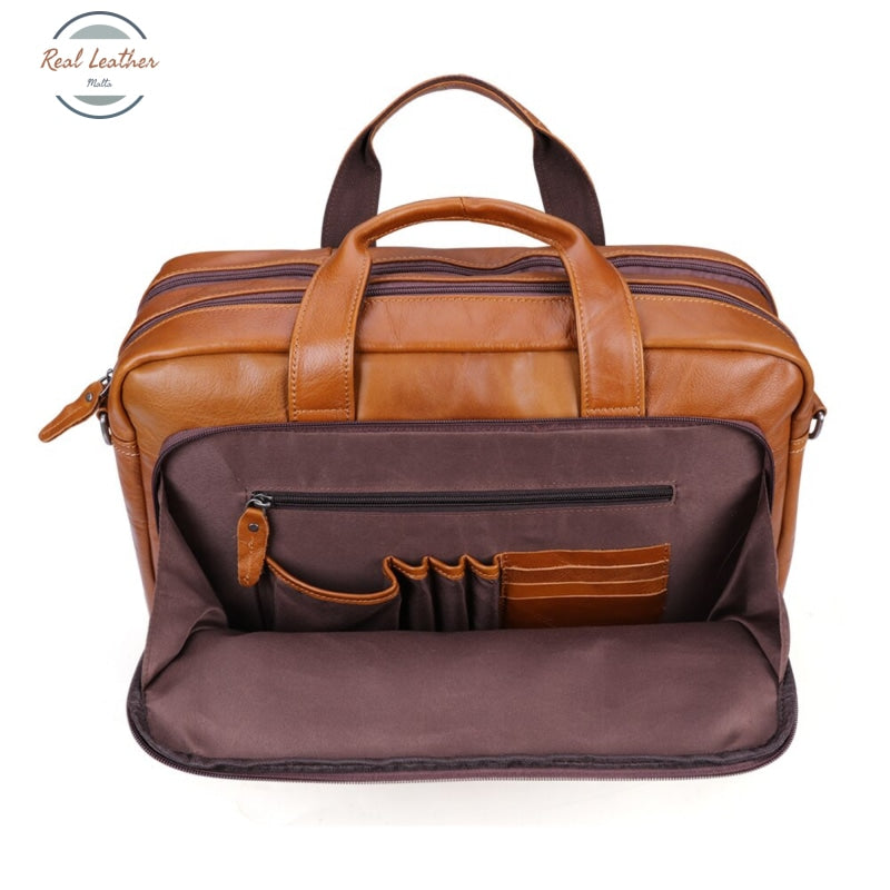 Full Grain Leather 15 Inches Travel Briefcase Briefcases