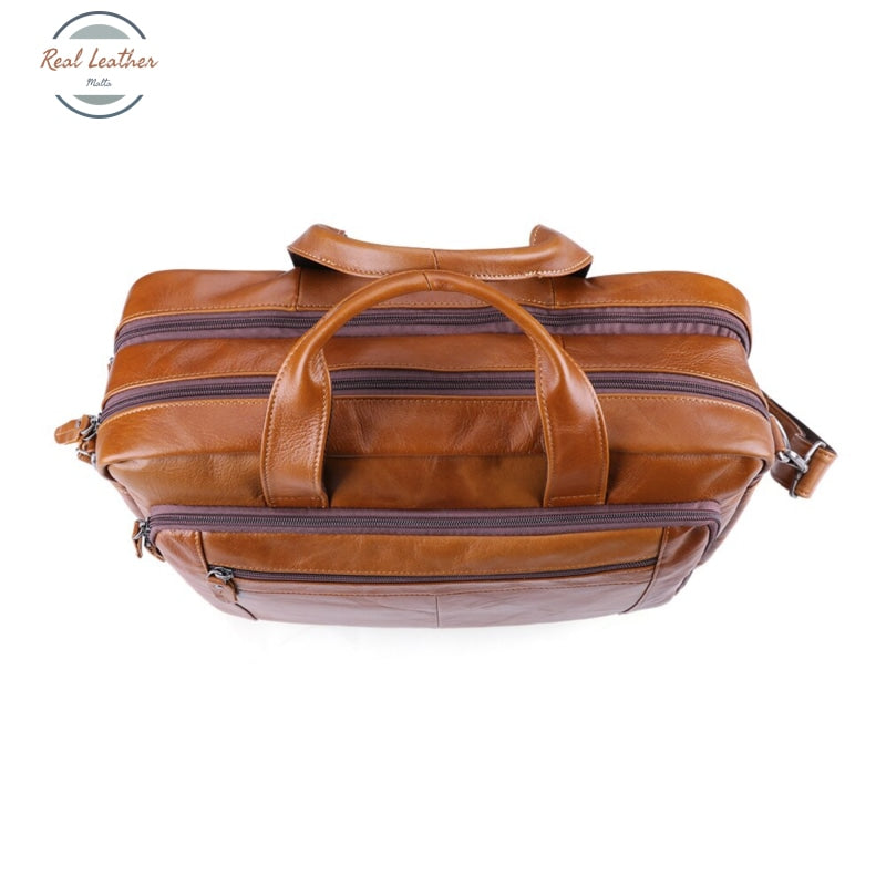 Full Grain Leather 15 Inches Travel Briefcase Briefcases