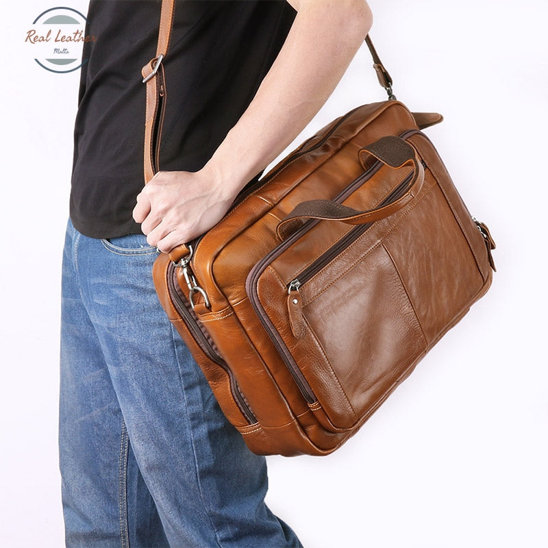 Full Grain Leather 15 Inches Travel Briefcase Briefcases