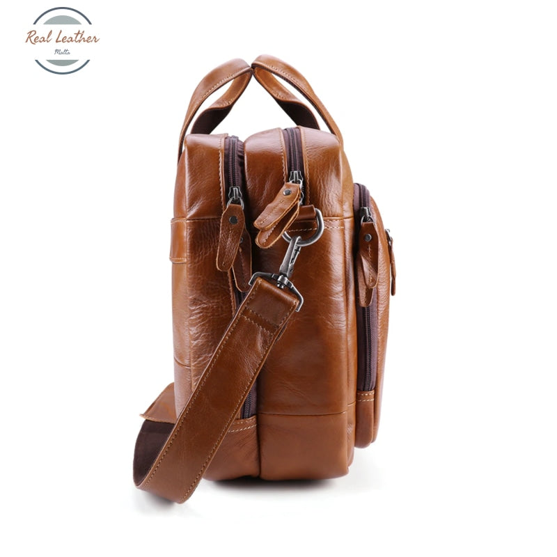 Full Grain Leather 15 Inches Travel Briefcase Briefcases