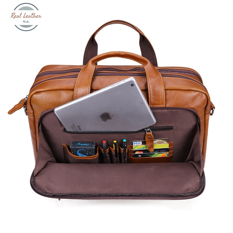 Full Grain Leather 15 Inches Travel Briefcase Briefcases