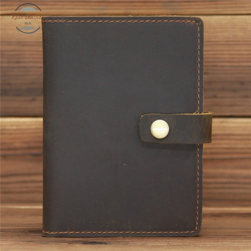 Full Grain Leather Passport Cover Dark Brown