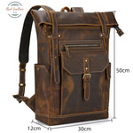 Full Grain Leather Roll Top Backpack