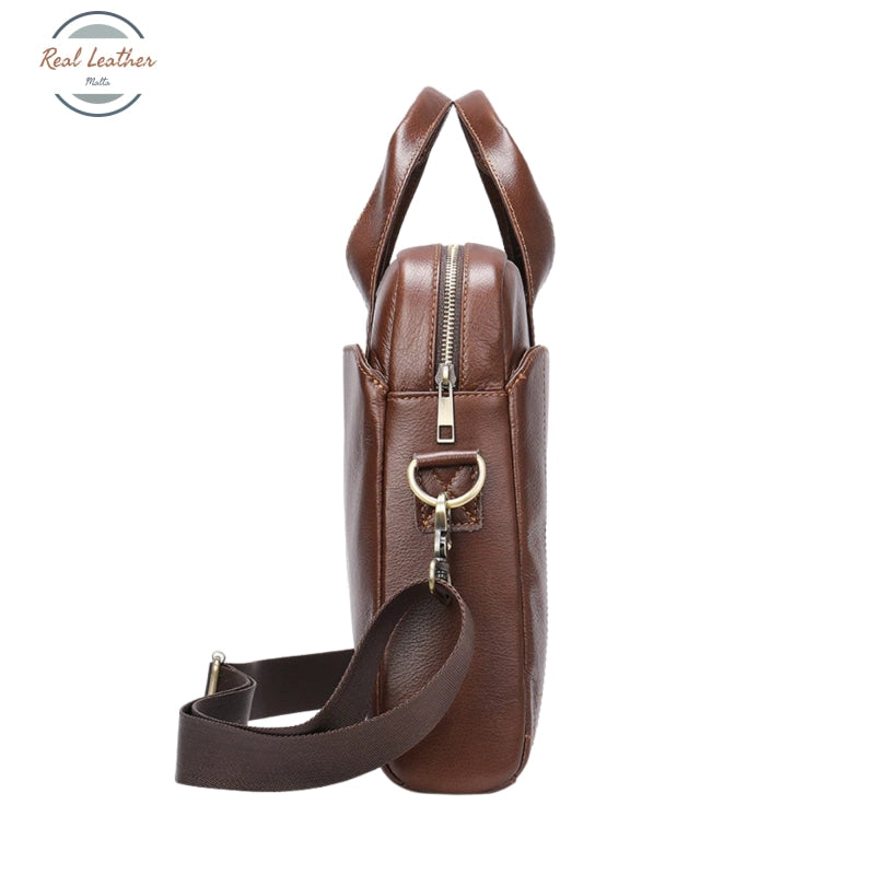 Genuine Leather 14 Business Laptop Bag For Men