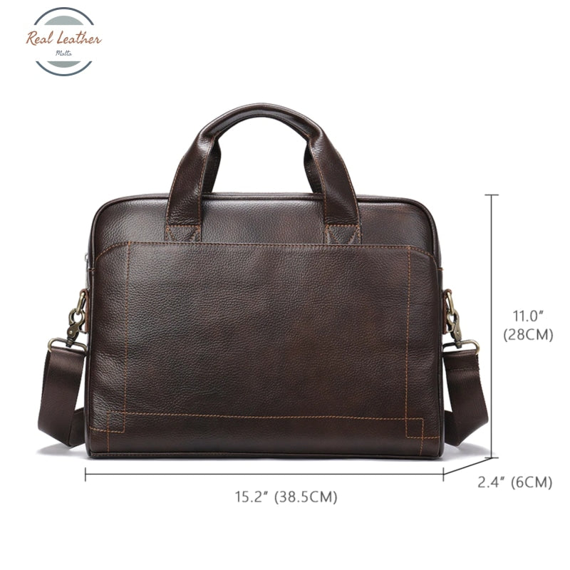 Genuine Leather 14 Business Laptop Bag For Men